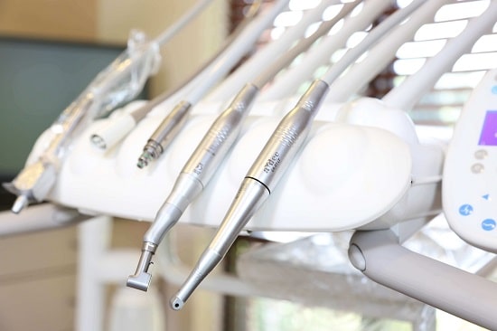 A rack of dental tools